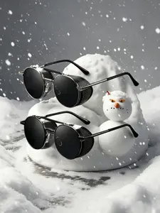2pcs Unisex Oval Metal Frame Glasses, Elegant Decorative Lenses, Perfect for Parties, School, Shopping, Daily Use, Gift Idea