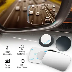 2pcs Blind Spot Mirror for Car,360° Adjustable Convex Wide Angle - HD Glass with Adhesive Mount,Universal Fit for Cars,SUVs,Trucks to Eliminate Blind Spots&Safety Driving