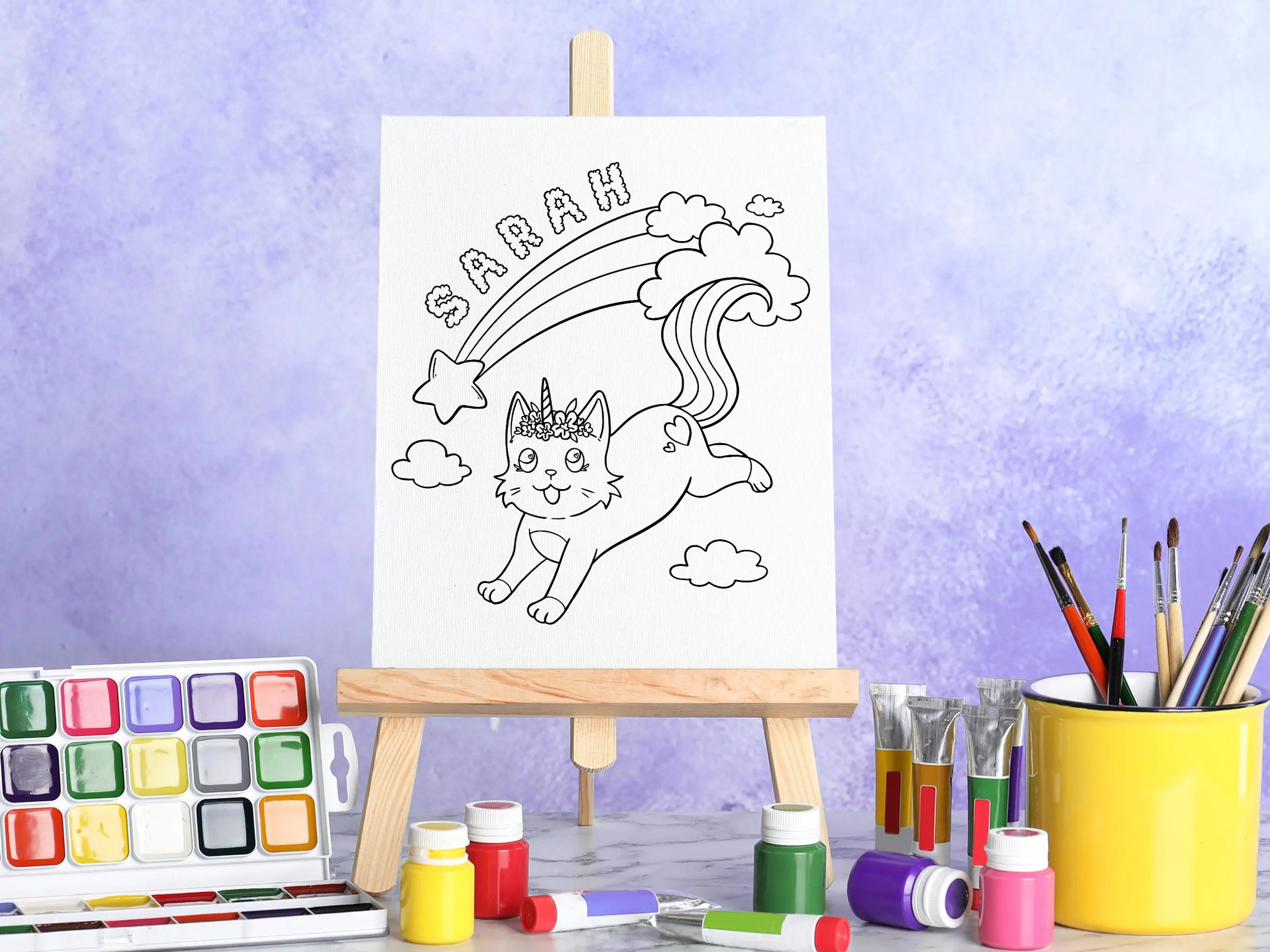 Paint Your Own Name - Caticorn Magic 8x10 Custom Canvas