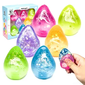 Taba-2pcs Iridescent Water Drop-Shaped Squeeze Toy - A Bouncy And Soft Glowing Small Water Drop Squeeze Toy, a Soft Cement-Like Sensory Toy, Perfect for Office Desk Decoration, Classroom Prizes, And Holiday Gifts (Random Colors)