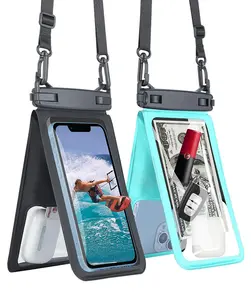 HOLDNEAR Dual Pocket Waterproof Phone Pouch - Clear Touchscreen Dry Bag with Strap for Beach Cruise & Swimming