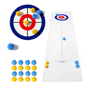 1 Set Children's Tabletop Curling Indoor Game, Leisure Parent-Child Board Game, Fun Tabletop Game, Educational Toy, Foldable Mini Curling Table, Curling Ball School Travel Tabletop Roll, Game Table Play, Perfect for Family and Interactive Entertainment.