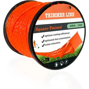 String Trimmer Line .095-Inch, 381  of Orange Square Twisted Heavy Duty Weed Eater String,  Commercial Weed Wacker String Spool Replacement
