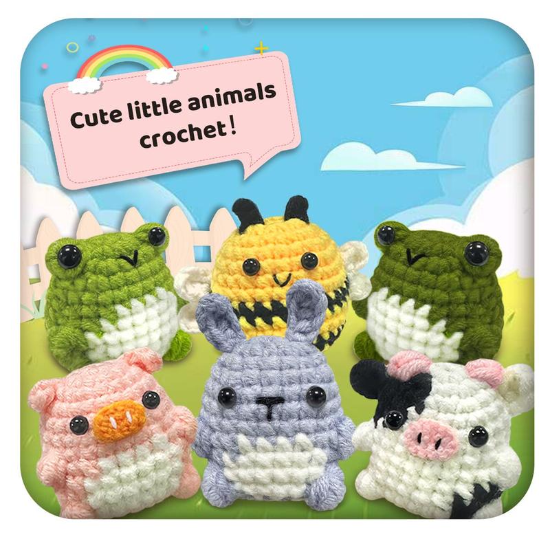Animal Design Amigurumi Crochet Kit, 1 Set Cute Crochet Kit for Beginners, Knitted Animal Kit with Crochet Hooks, Creative Gift for Festival & Birthday Party