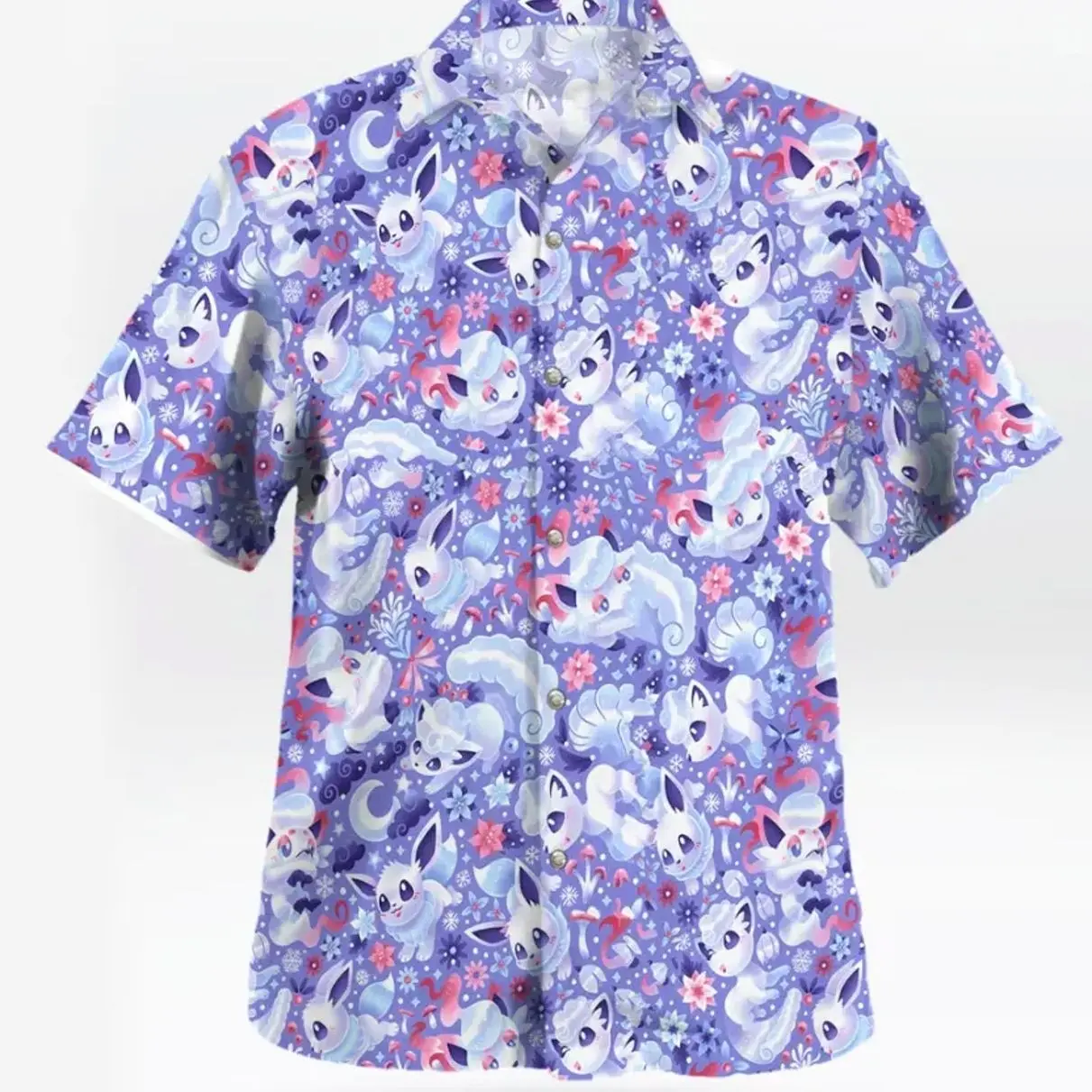 Alolan Vulpix Ice Pattern I Dress Like This PKM Hawaiian Shirt Shorts Set, Anime Latias Latios Aloha Suit, Unisex Eon Dragons Snowy Outfit