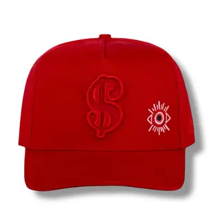 Cash Money Red Jc SnapBack Cap with  Symbol and Eye Design
