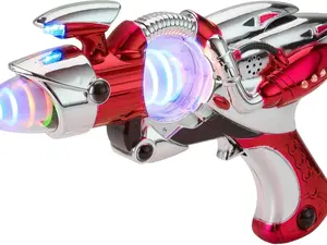 Playbees Light-Up Noise Blaster Red 11.5 Inches Super Spinning Space Sound Effects Futuristic Power Galaxy Ranger FX for Party Favor Novelty Toy
