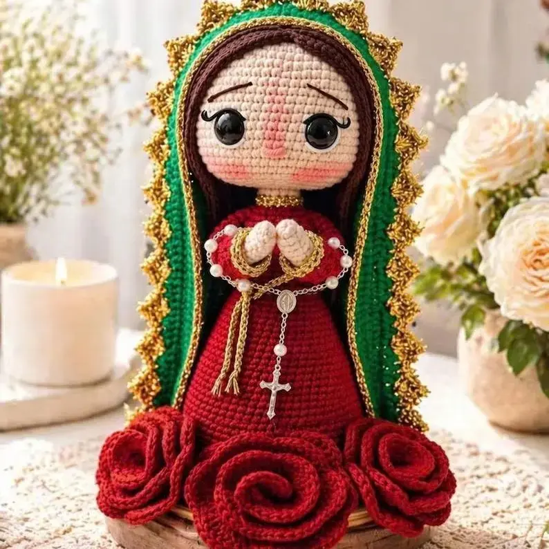 Handmade Crochet Virgin Mary Doll – Amigurumi Catholic Gift, Religious Decor, Blessed Mother Figurine