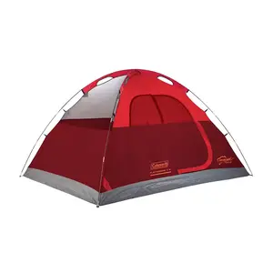 Coleman 2207389 4-Person Flatwoods II Lightweight Dome Camping Tent, Red
