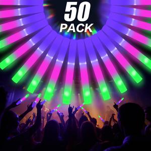 50-Pack LED Glow Sticks - Multi-Color  Sticks with 3 Dynamic Modes | Battery Operated Party Supplies for Festivals, Raves, Weddings & Holidays | Perfect Party Favors, Decor + Gifts for BF/GF & Festive Celebrations Chrimas favors