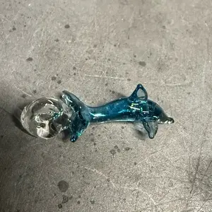 Handmade Blue Stardust Dolphin Charm, Borosilicate Glass Jewelry Accessory