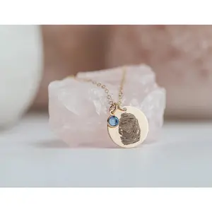 Fingerprint Necklace with Birthstone