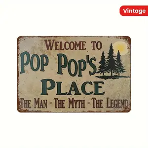 Decorative Signs & Plaques: Welcome to Pop'S Paradise - Men, Myths, Legends - Wall Decor, 8 X 12 Inches/ 20 X 30 Cm Room Decor