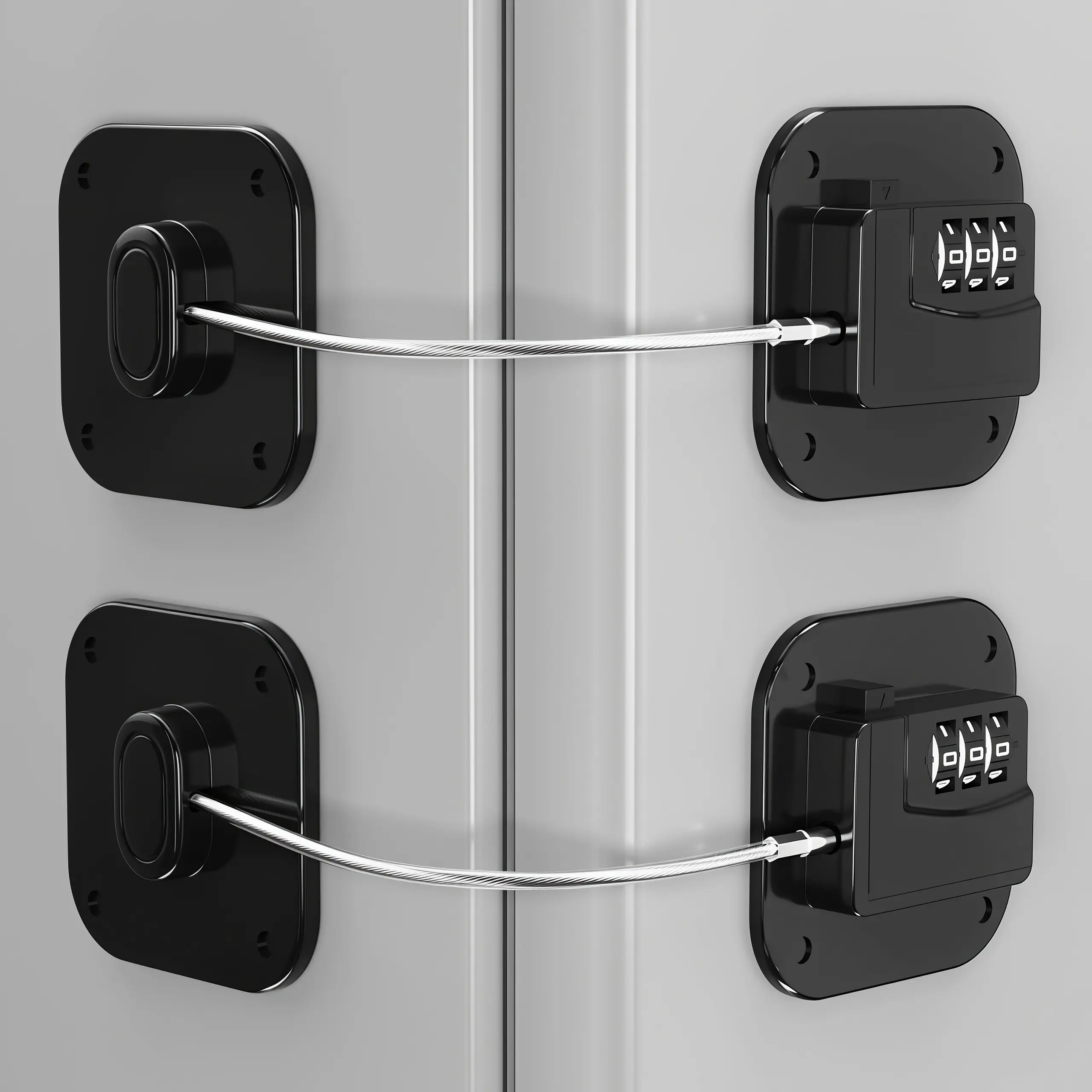 LMMAKE 2PCS Keyless Password Locking Devices, No-Drill Home Security Safety Latches with Anti-Pinch Design for Refrigerators, Cabinets, Drawers