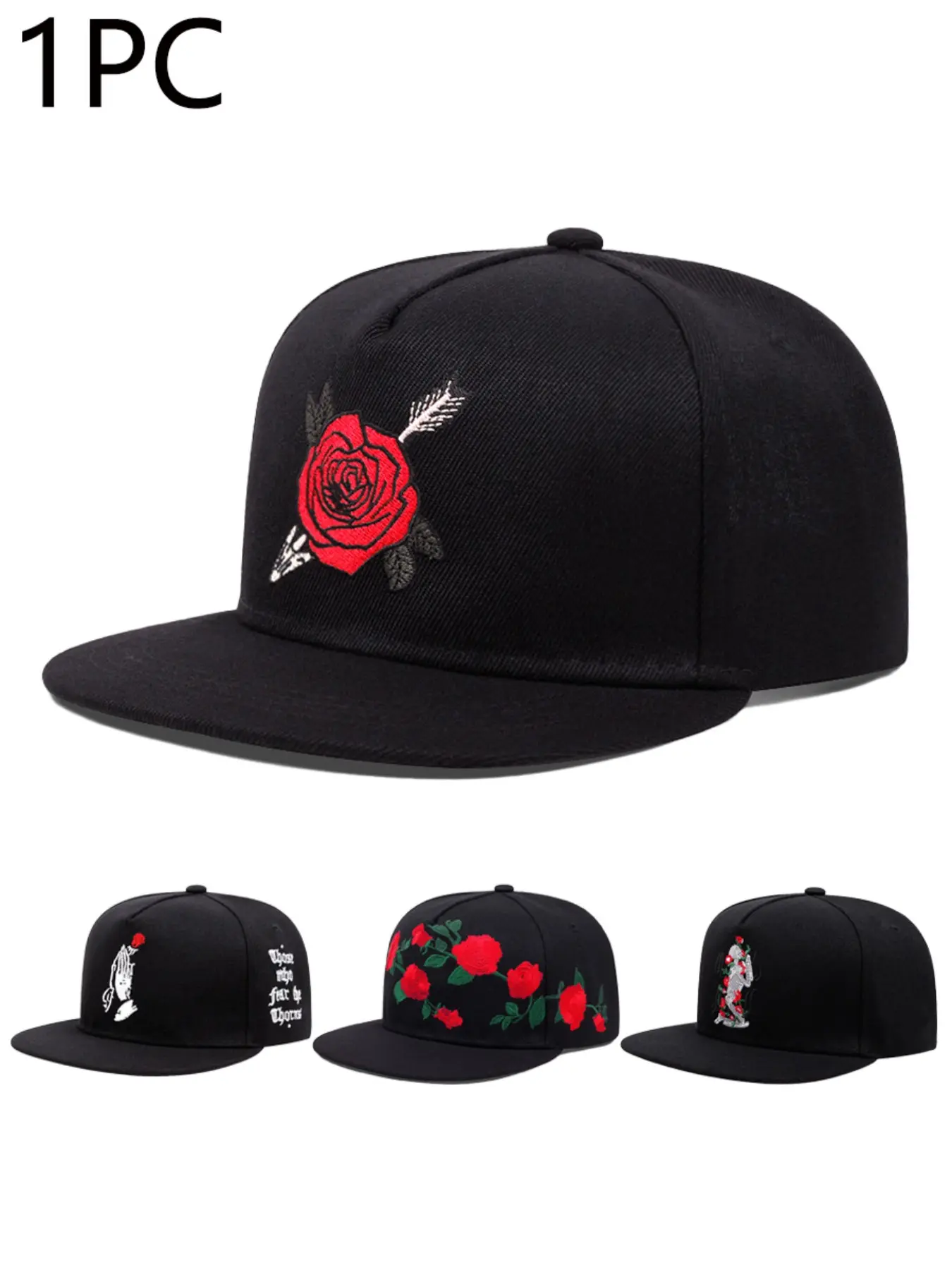 Unisex Rose Embroidered Adjustable Baseball Hat, Casual Fitted Style for Outdoor Activities, Perfect Gift for Friends, Embroidered Baseball Caps, Embroidery Hat