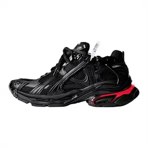 Men's Height Boosting Y2K Chunky Sneakers Breathable Mesh Non-Slip Cushioned Dad Shoes Black Red Vintage Runner Shoes Trendy Streetwear Casual Trainers