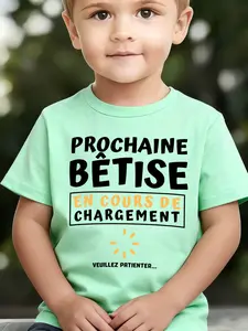 Boys' Summer Breathable & Comfortable "Next Prank Loading Please Wait" Cartoon Print (3-12Y) Casual Sports T-Shirt