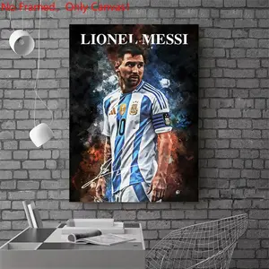 1 piece/set frameless canvas painting print poster, Classic Football player art，Lionel Messi Portrait， a perfect gift for football loves, ideal gift for bedroom, living room, dorm hallway, kitchen, mural, wall decoration, room decor