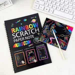 Rainbow Scratch Art Notebook Set, Creative Teenage Art Book, Rainbow Scratch Paper, Perfect Gift for Boys and Girls, Birthday and Party Gifts