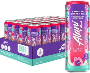 Alani Nu HAWAIIAN SHAVED ICE, Sugar Free, Low Calorie Energy Drinks, 200mg Caffeine, Biotin, B Vitamins, Zero Sugar, 10 Calories, 12 Fl Oz Cans, 24 Pack