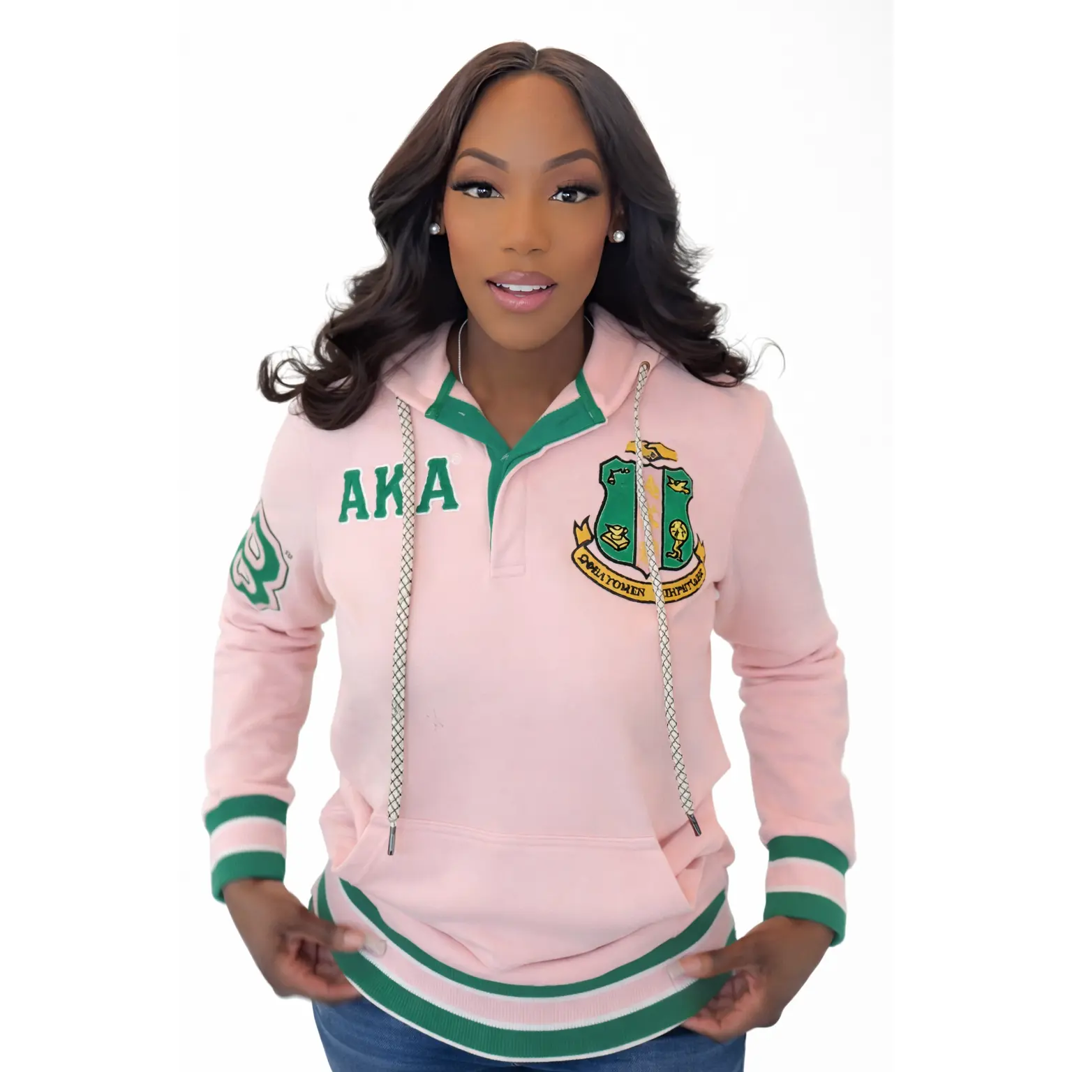 AKA Pink Qtr Button-Up Hoodie (Unisex)