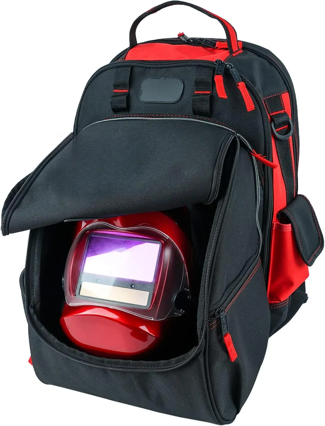 Welding Tool backpack Extreme Gear Pack with Large Capacity Helmet Holder Luggage Storage Bag(Red
