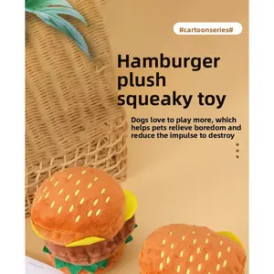 Pet Supplies Hamburger Grinding Teeth Cleansing Bite-resistant Dogs Self-Hi Boredom Training Vocal Plush Toys
