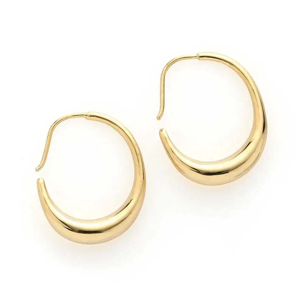 Creole Hoop Earrings - Bright Gold Finish