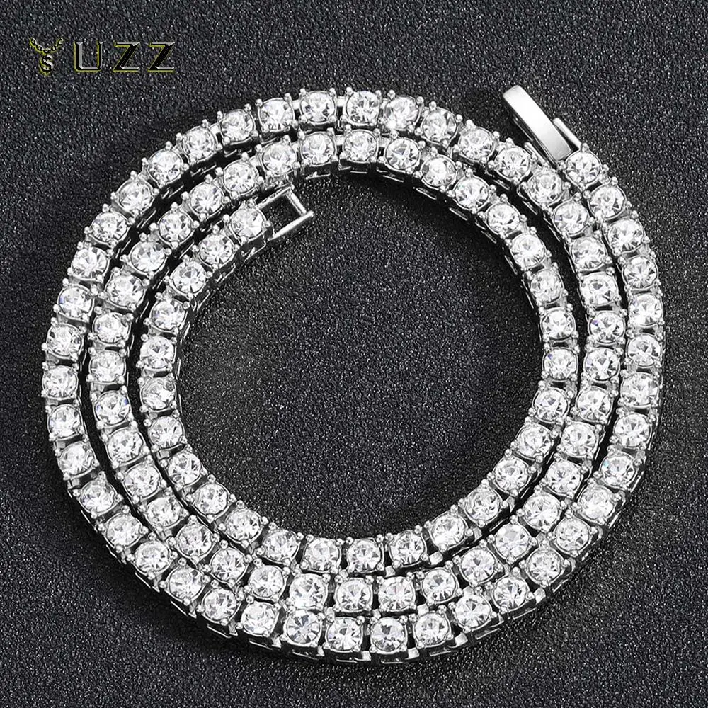Chunky Iced Out Cuban Chain, 5MM Silver Color Hip Hop Necklace for Men & Women, 20-Inch Punk Choker Gift, Iced Cuban Chain, Chunky Chain Necklace