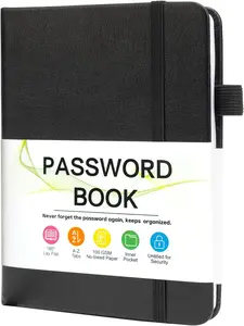 Password Keeper Book with Alphabetical Tabs，4.3"X5.7" Small Password Books for Seniors Password Notebook for Internet Website Address Log in Detail (Black) Mosa bear