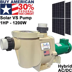 SunRay 1HP Solar Powered Pool Pump Kit – USA-Made, Utility Energy Free, No Permits Needed, 30% Federal Tax Credit Eligible, Eco-Friendly, Works on Cloudy Days, Saltwater Compatible, Easy Installation, 25+ Year Lifespan, 2-Year Warranty