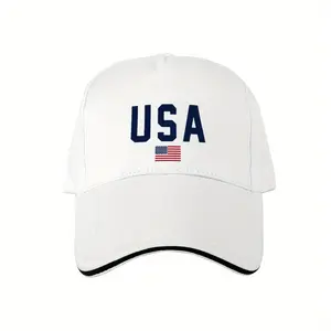 CampaignUSA Flag Baseball Cap - White Casual Polyester Dad Hat With "USA" Design & American Flag - Seasonal Sports Cap For Fishing, Camping, Hip Hop, Patriotic Clothing | Cap | Polyester Cap, Baseball Hat