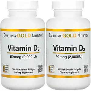 Vitamin D3, 50 mcg (2,000 IU), 360 Fish Gelatin Softgels, California Gold Nutrition 2 Pack