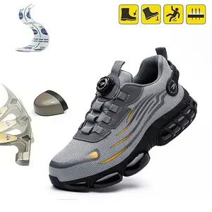 Men's Mesh Breathable Odor-resistant Lightweight Soft Sole Wear-resistant Anti-smash Anti-puncture Steel Toe Work Safety Shoes Worker Footwear