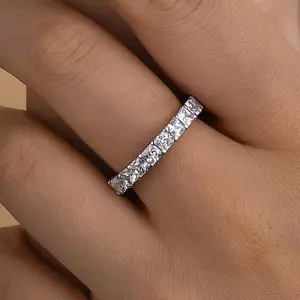 Effinny Gorgeous Radiant Cut Women's Wedding RingIn Sterling Silver,5A Cubic Zirconia,5A Cubic Zirconia Stackable Ring Outdoorfun