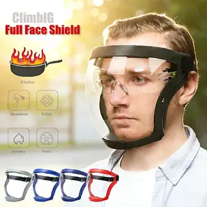 Adjustable Transparent Visor - Full-Face Protective Shield - Durable Plastic Safety Mask - Heat & Impact Resistant for Work, Kitchen, and Outdoor Use with Easy Drawstring Closure