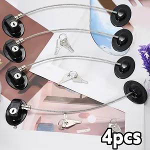 4pcs Cabinet Locks with Keys Fridge Locks Self Adhesive And Proofing Mini Safety Locks for Refrigerator Deep Freezer Drawers Doors Latch