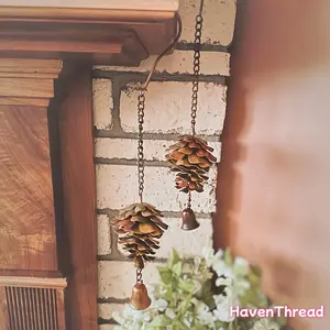 1 Pine Cone Hanging Decorations with Bells, Iron Pine Cone Wind Chime Decorations, Iron Pine Cone Pendants, Decorative Hanging Decorations And Garden Courtyard Home Decorations, Spring And Summer Decorations, Christmas Gifts