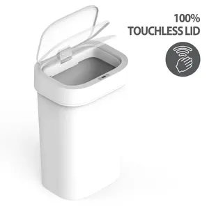 Versen 13.2 Gallon / 50 Liter Automatic Touchless Motion Sensor Rectangular Trash Can for Home and Kitchen with Lid, Slow Close White Plastic imitation cowhide pattern
