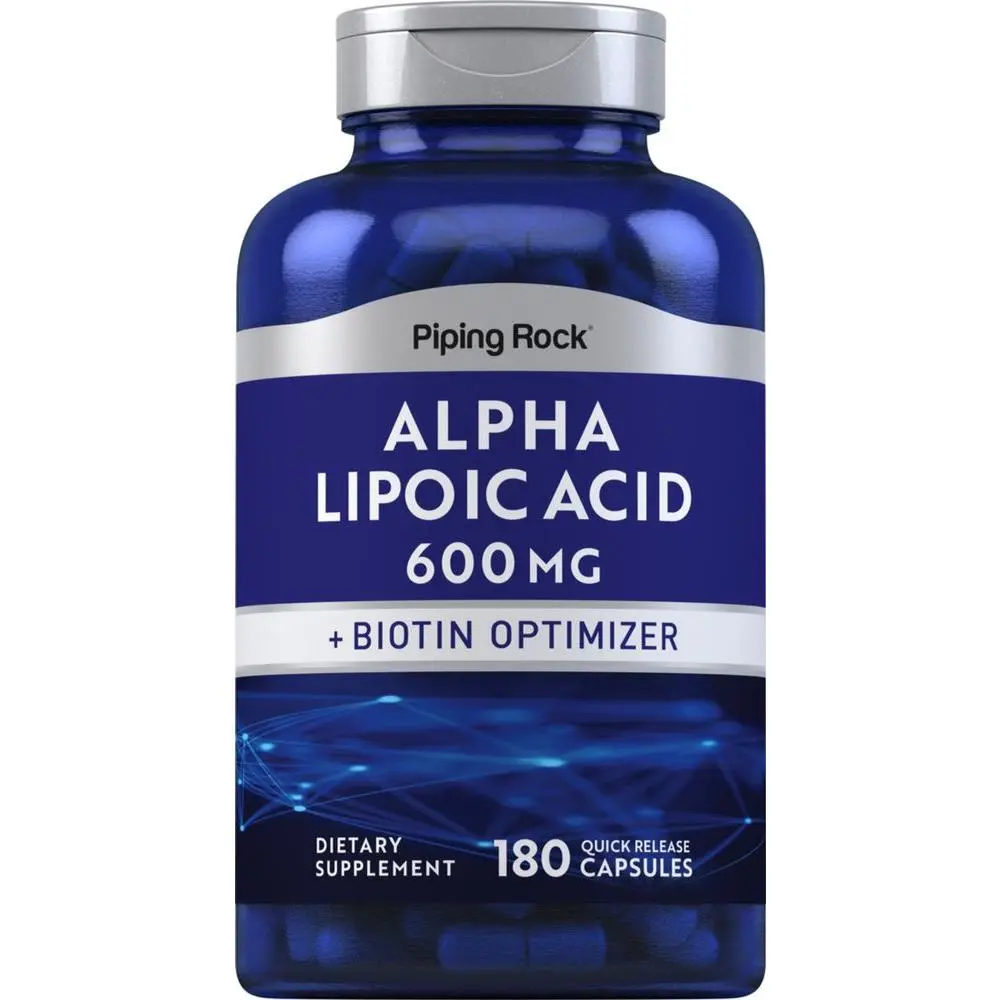 Piping Rock Alpha Lipoic Acid 600mg | 180 Capsules | Plus Biotin Optimizer | ALA Supplement | Non-GMO, Gluten Free