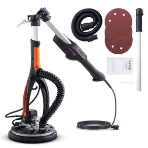 【Summervibes】VEVOR Drywall Sander (Dust Bag not Included), 800W Brushless Motor Electric Sander, Variable Speed 1000-2300 RPM Wall Sander, Foldable Ceiling Sander with Double-Deck LED Lights, Extendable Handle, 12 Sanding Discs