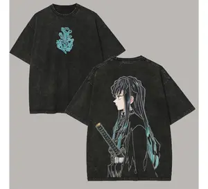 Demon Slayer Tokito Muichiro Vintage Washed Oversized T-Shirt | Anime Streetwear Graphic Tee