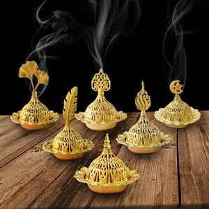 Vintage Arabian Incense Burner, 1 Piece Mini Desktop Decorative Incense Burner, Home Fragrance Aroma Holder for Living Room Bedroom Office, Scented
