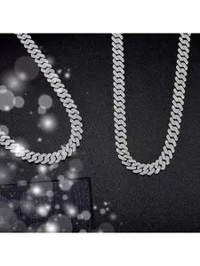 Cuban Link Chain for Men Women,Diamond Necklaces,Iced Out Chain,Hip Hop Jewelry,Thick Silver Chain,Gold Chain,Diamond Bracelet.ms