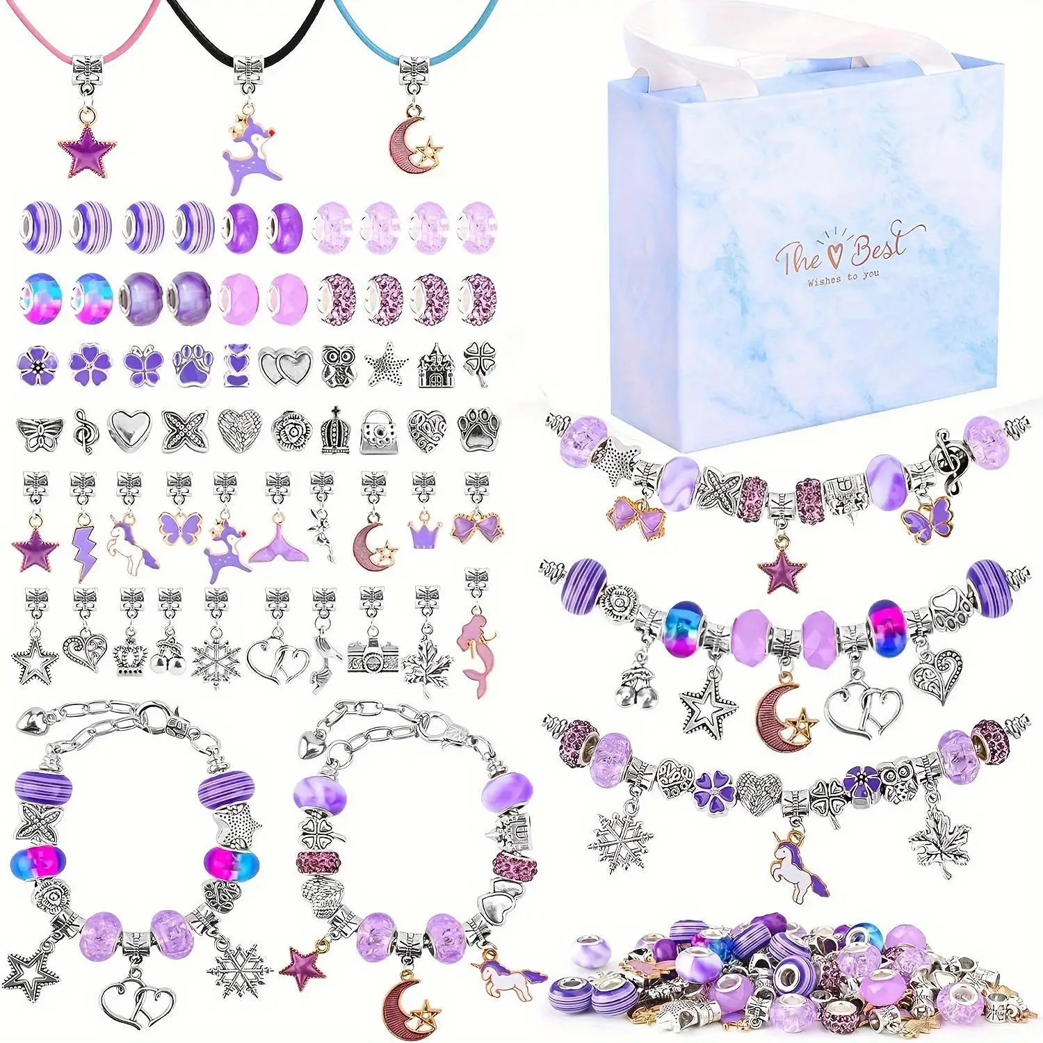 DIY Jewelry Making Kit, 129pcs/set Colorful Beads & Charms & Beading & Jewelry Making Accessories, Jewelry Making Supplies for Bracelet Necklace Earri