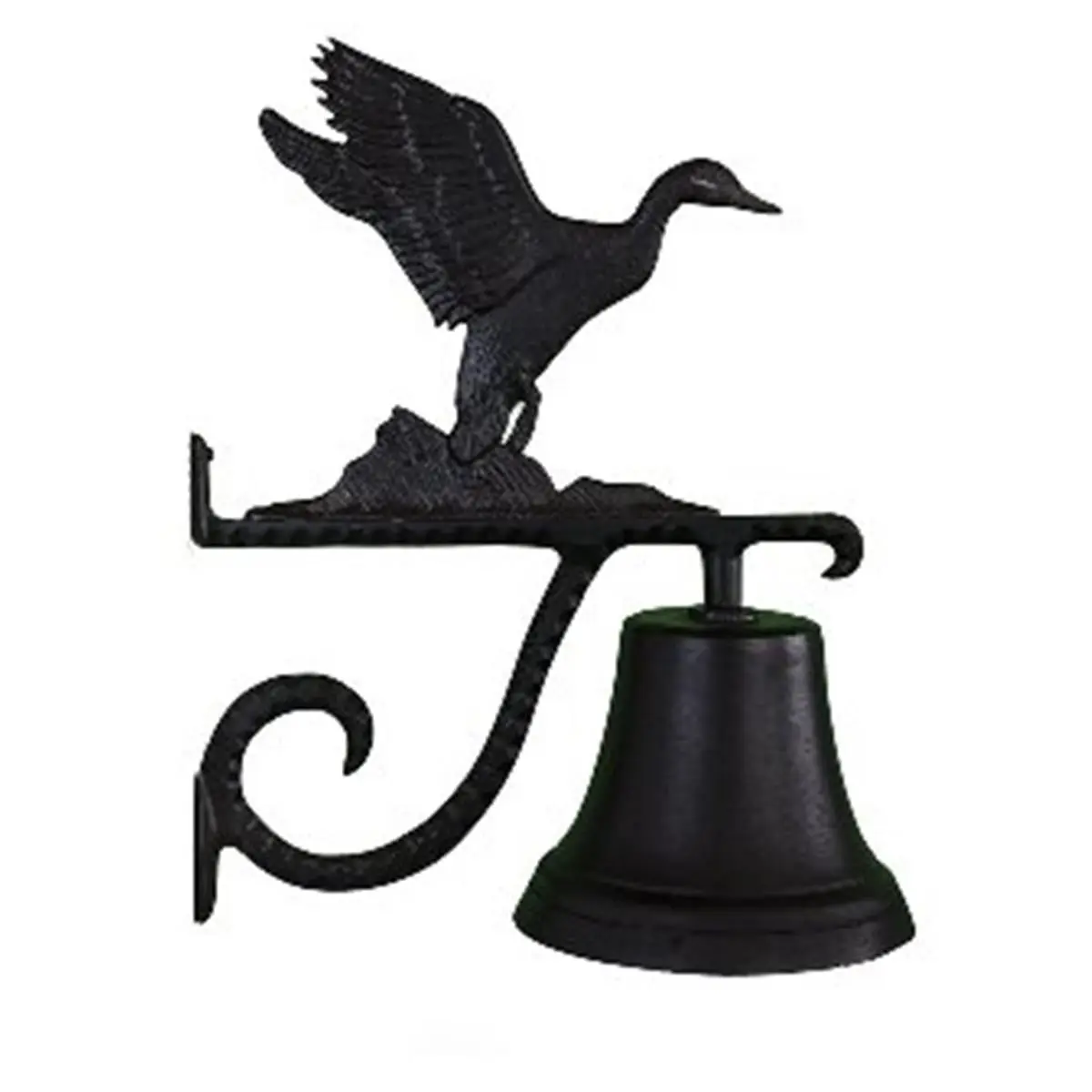 Aluminium Cast Bell, Hangable Home Decor with Satin Black Duck Ornament