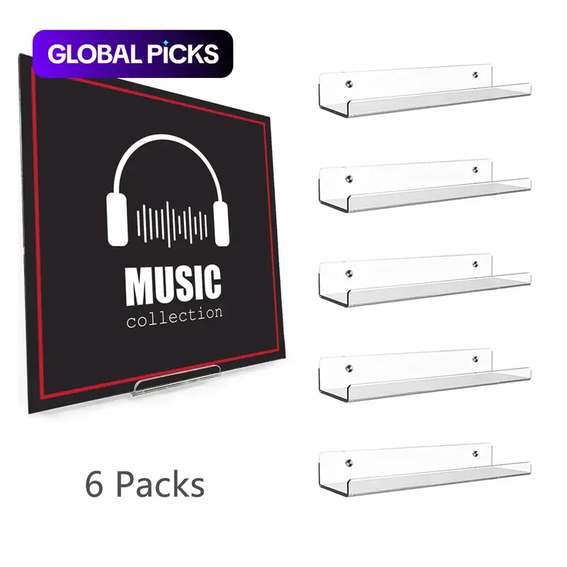 Clear Acrylic Wall-Mounted Vinyl Record Display Shelf, Album Holder Rack, Home Decor Accessory, Room Decor, Wall Shelf Set #GLOBAL PICKS