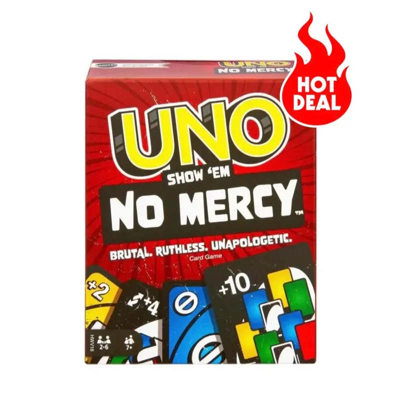 UNO SHOW EM NO MERCY Card Game with 56 Additional Cards and Intense Gameplay uno show card games card game