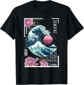 100% Cotton Vaporwave Synthwave 80's Japan Japanese Great Wave Tokyo 80s T-Shirt