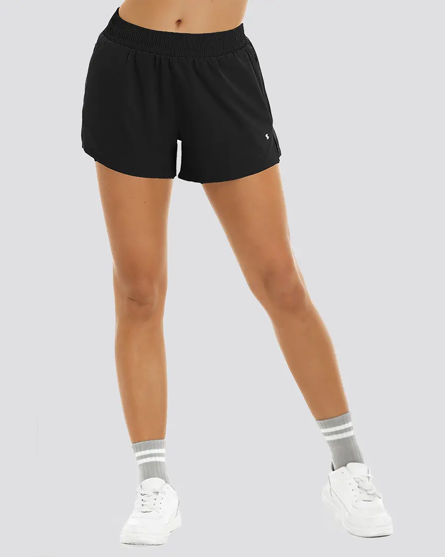 Women's 2-in-1 Layered Athletic Shorts with Zipper Pockets and Built-in Liner, 3" Breezy Fabric for Running and Workouts, Breezy Fabric Women's Sports Shorts, Anti Chafe Women's Sports Shorts